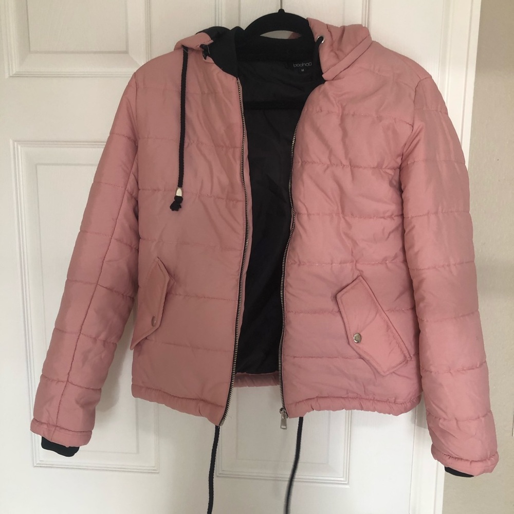 pink bomber jacket/winter coat (detachable hood)